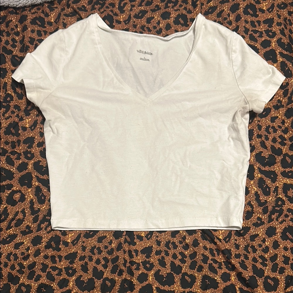 White V-Neck Women's Top